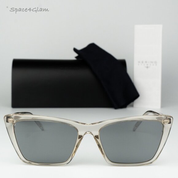 Saint Laurent Men Sunglasses Beige Silver Cat Eye SL737 MICA THIN 004 BRAND NEW - Picture 1 of 13